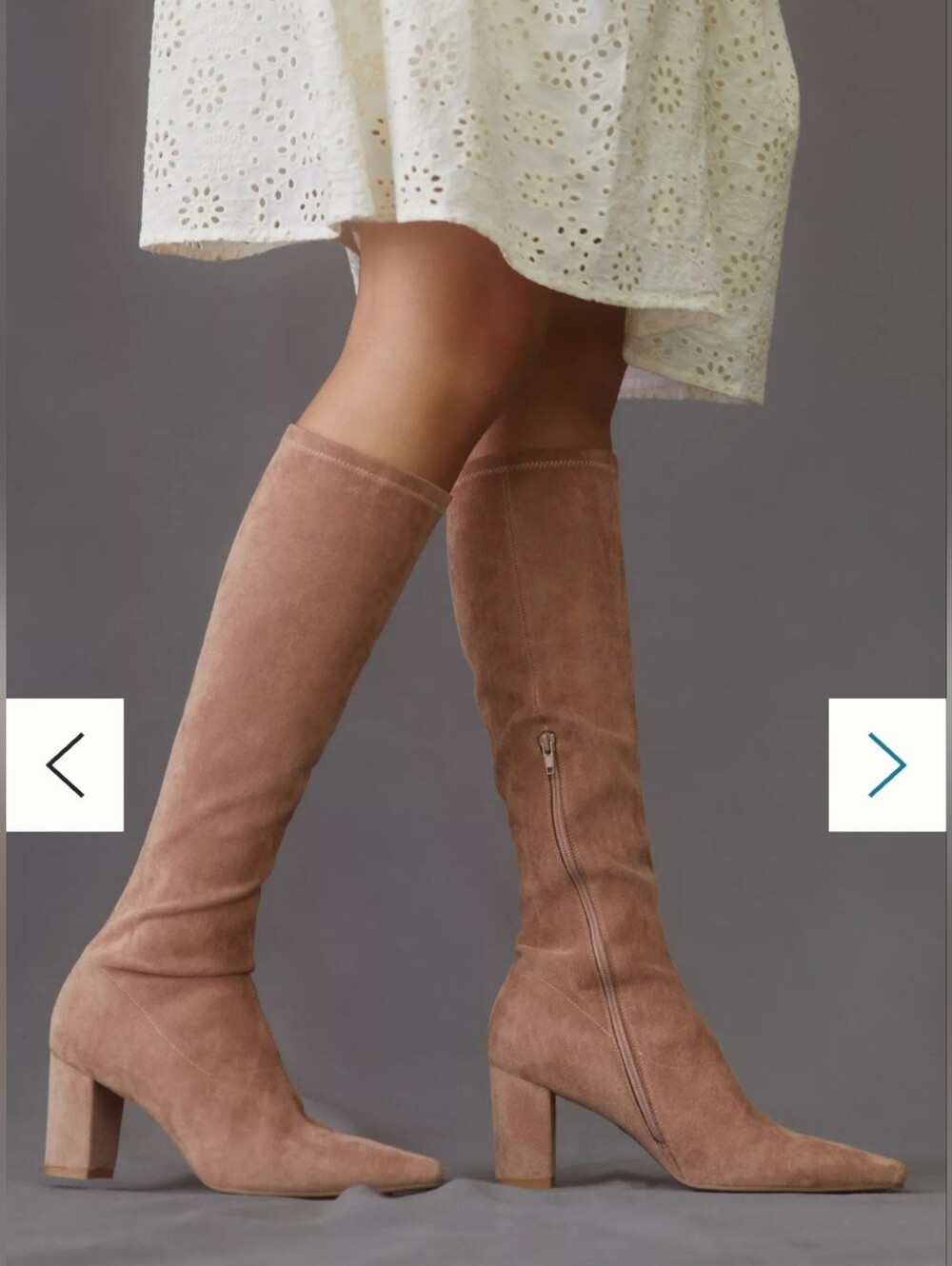 NEW! Silent D Komass Knee-High Block Heel Boots - Sand Suede Womens Size 38 Wide